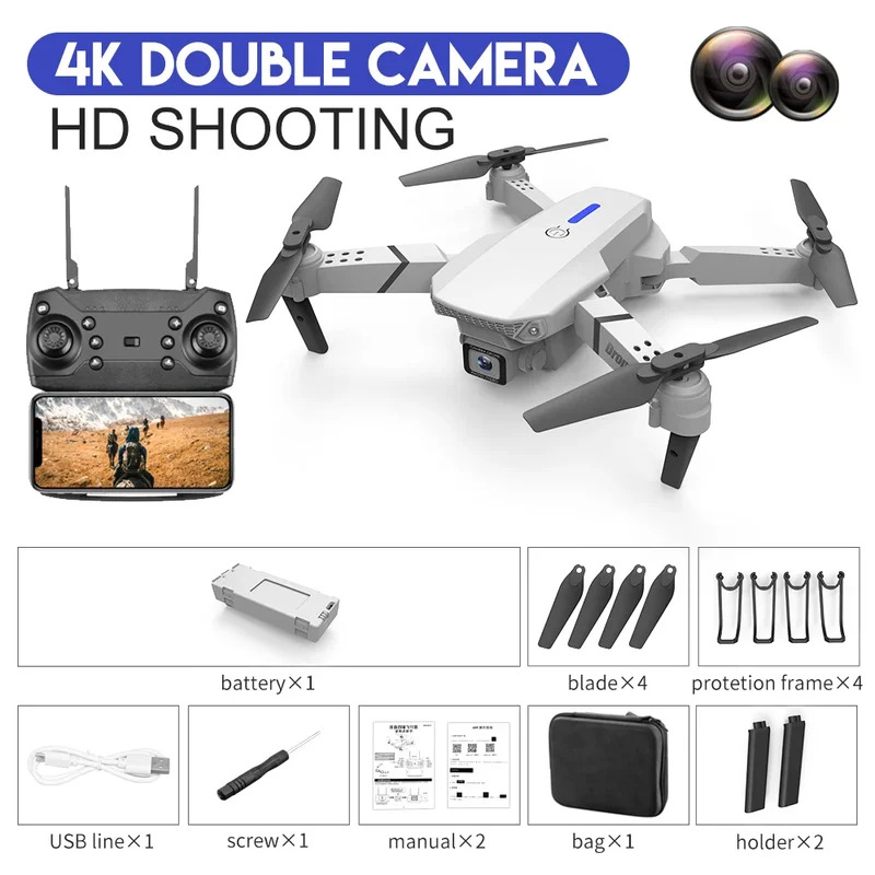 طائرة بدون طيار E88 ProIntelli - مراجعة Drone Camera Lens وسعره