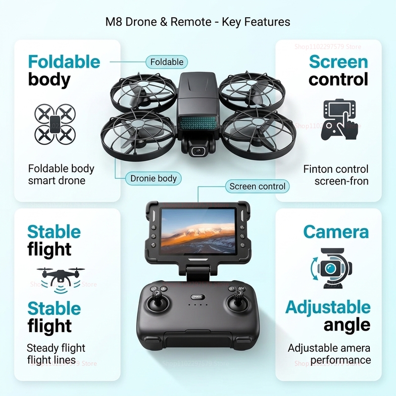 طائرات بدون طيار جديدة M8 مع ن - مراجعة Drone Camera Professional وسعره